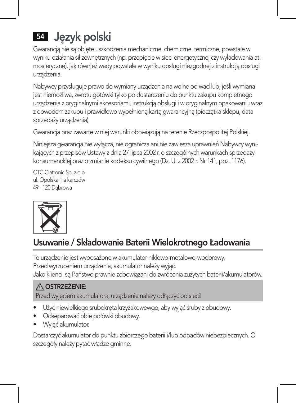 Język polski | AEG HR 5655 User Manual | Page 54 / 82