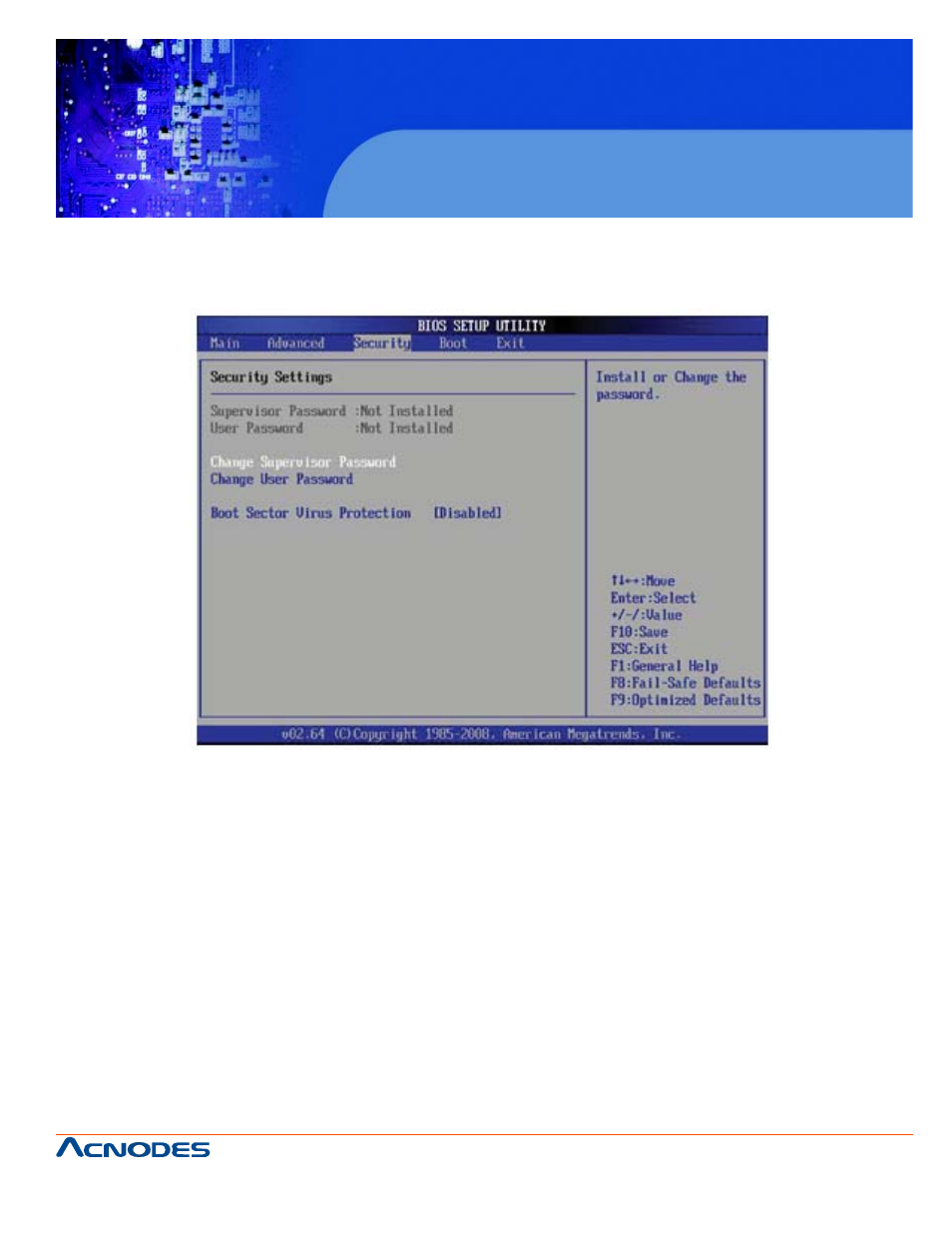 Rmc 7189, 4 security settings | Acnodes RACKMOUNT SYSTEM RMC 7189 User Manual | Page 89 / 98