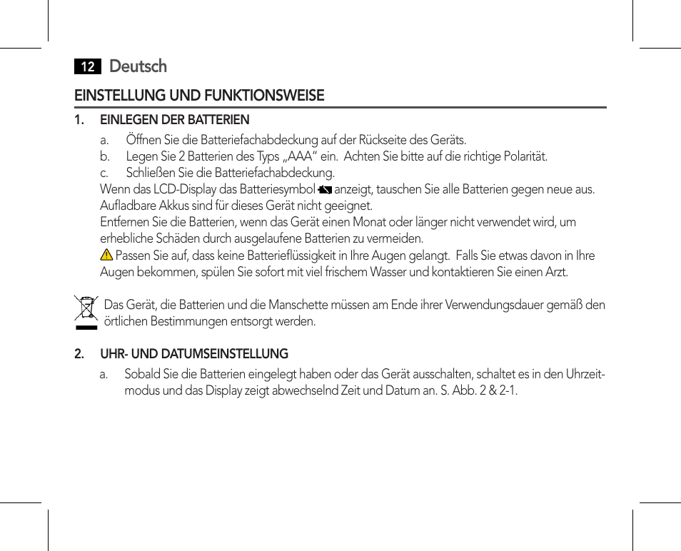 Einstellung und funktionsweise, Deutsch | AEG BMG 5610 User Manual | Page 12 / 246