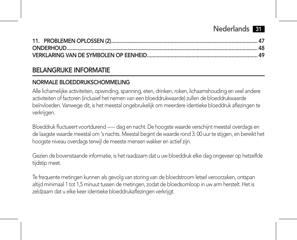 Belangrijke informatie, Nederlands | AEG BMG 5610 User Manual | Page 31 / 246