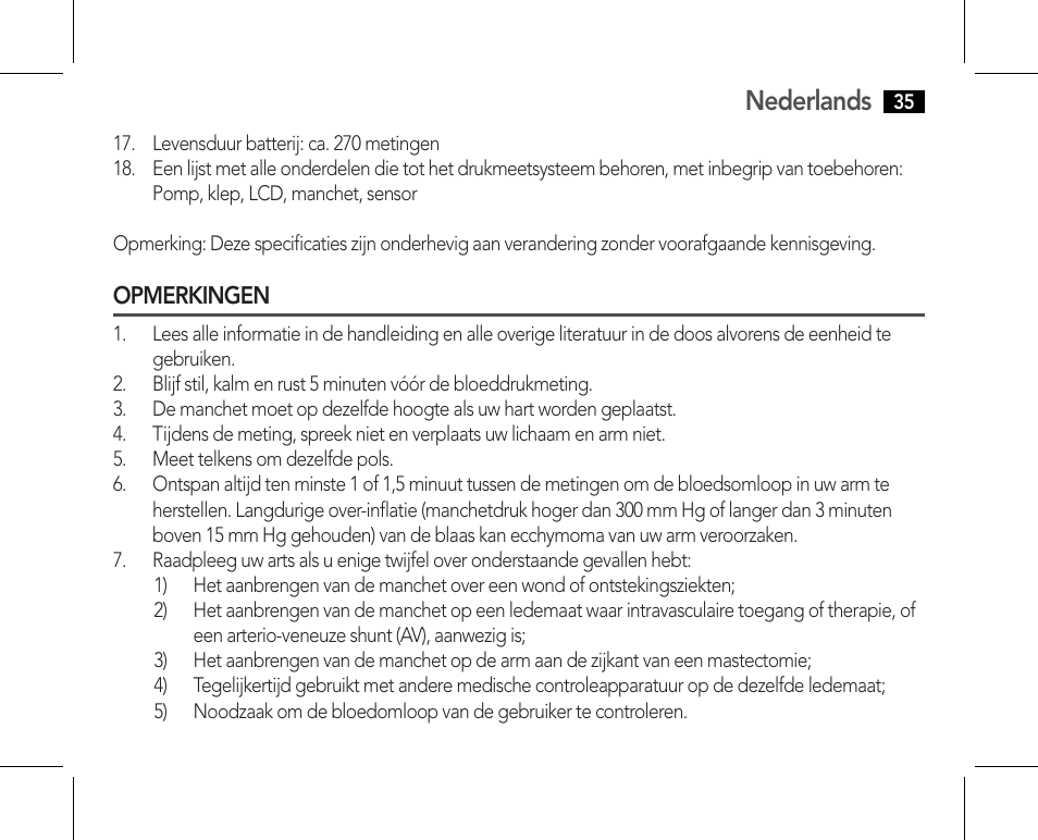 Opmerkingen, Nederlands | AEG BMG 5610 User Manual | Page 35 / 246