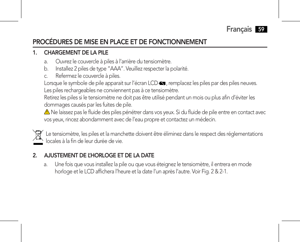 Procédures de mise en place et de fonctionnement, Français | AEG BMG 5610 User Manual | Page 59 / 246