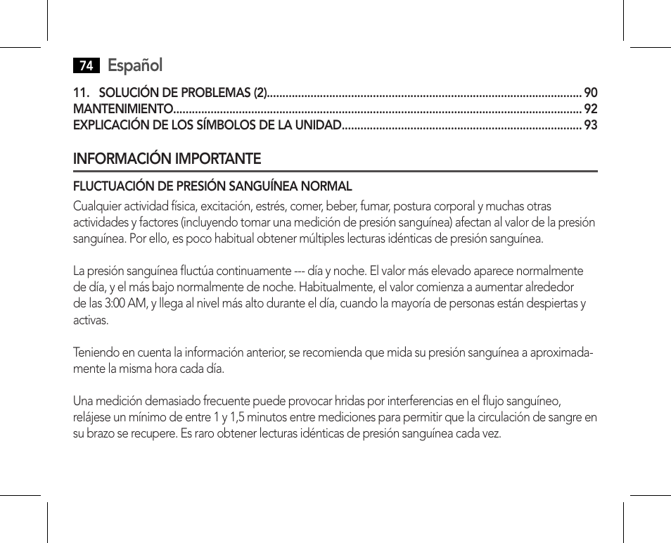 Información importante, Español | AEG BMG 5610 User Manual | Page 74 / 246