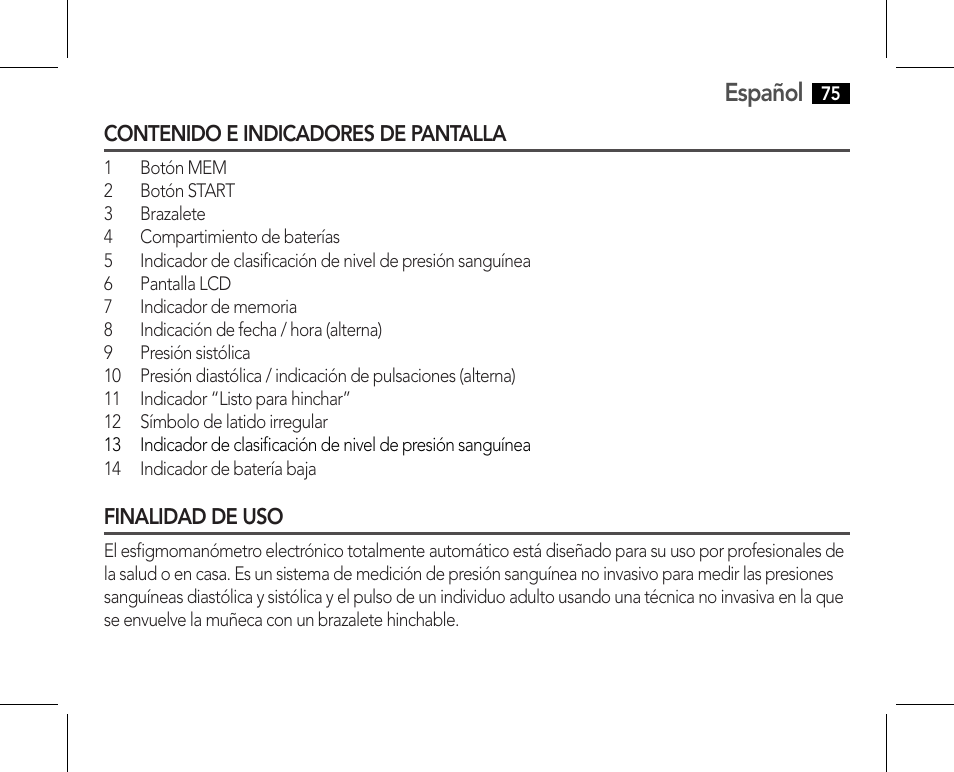 Español | AEG BMG 5610 User Manual | Page 75 / 246