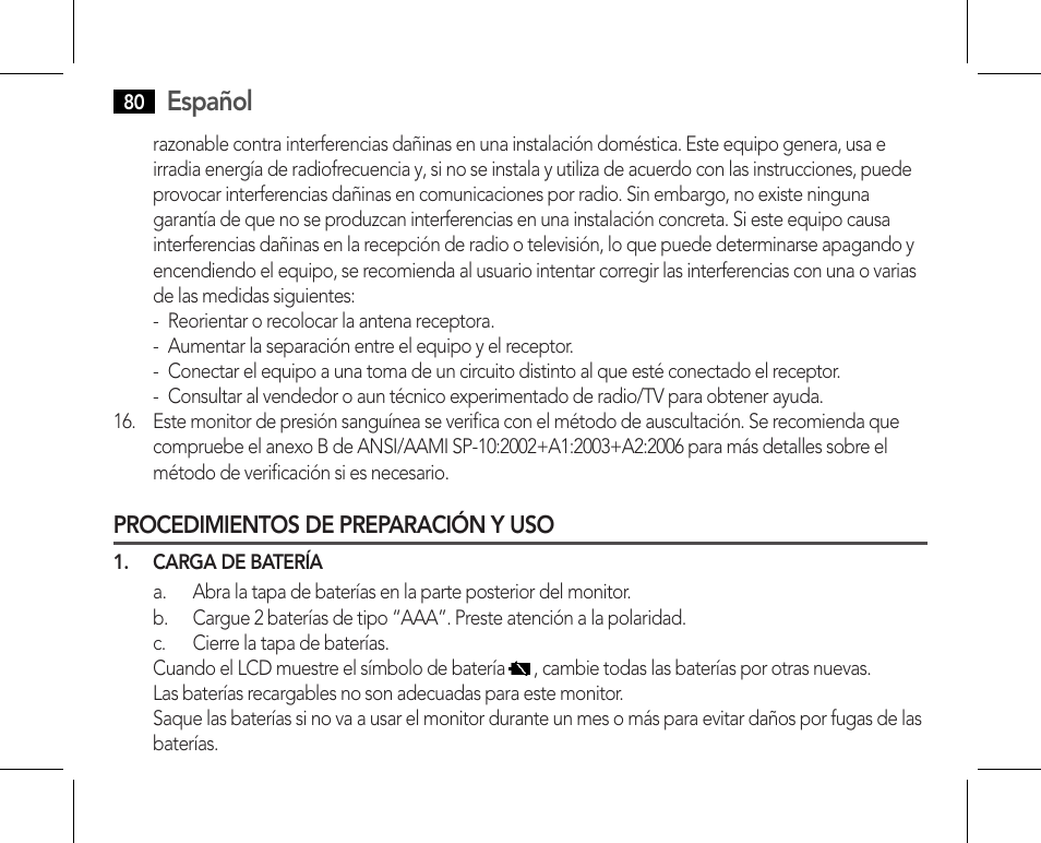 Procedimientos de preparación y uso, Español | AEG BMG 5610 User Manual | Page 80 / 246