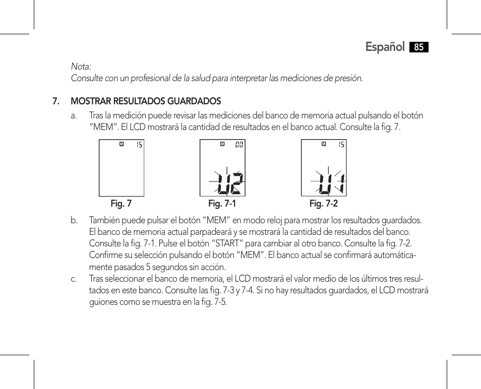 Estimación de presión sanguínea elevada en adultos, Español | AEG BMG 5610 User Manual | Page 85 / 246