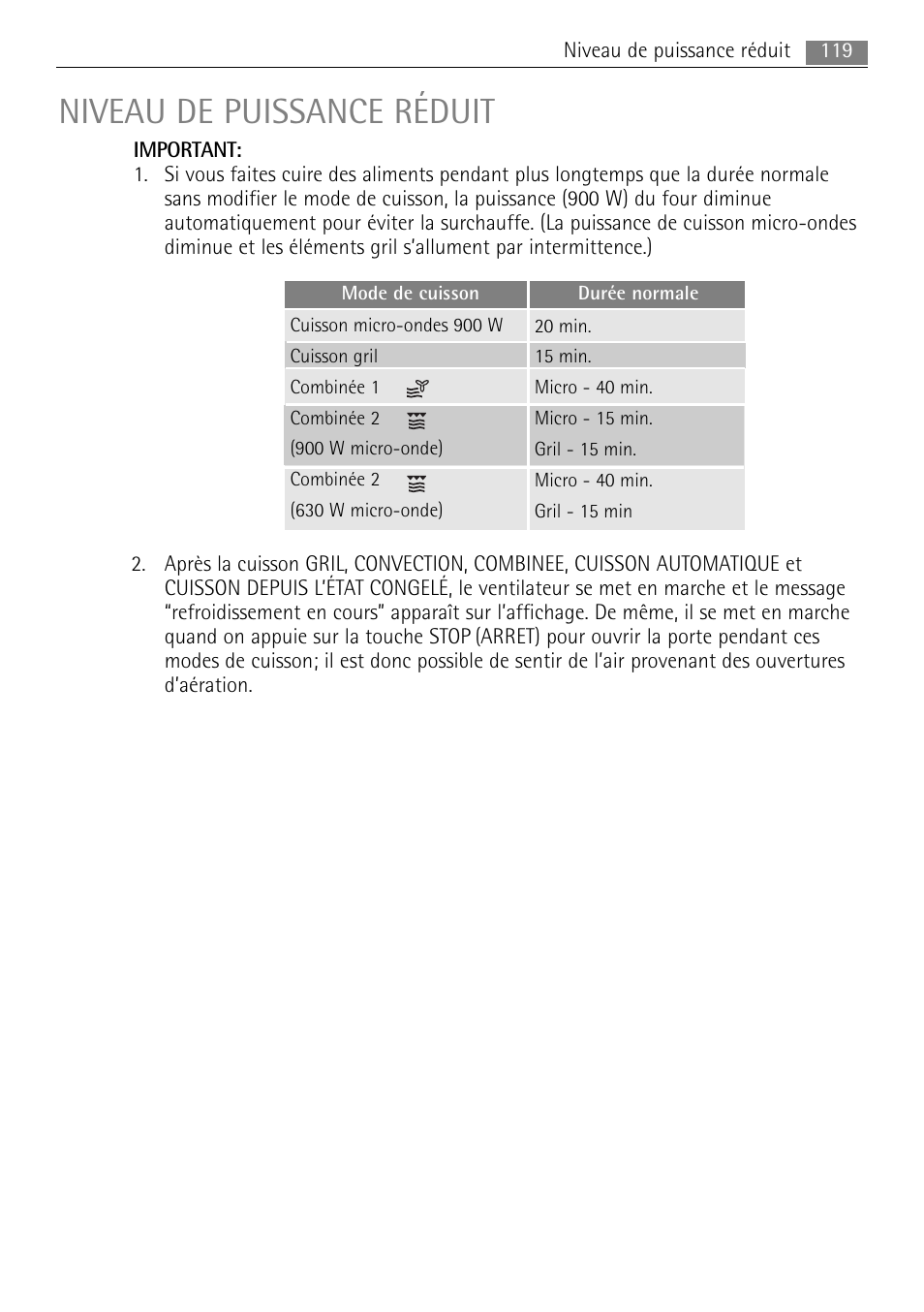 Niveau de puissance réduit | AEG MC2665E-M User Manual | Page 119 / 172