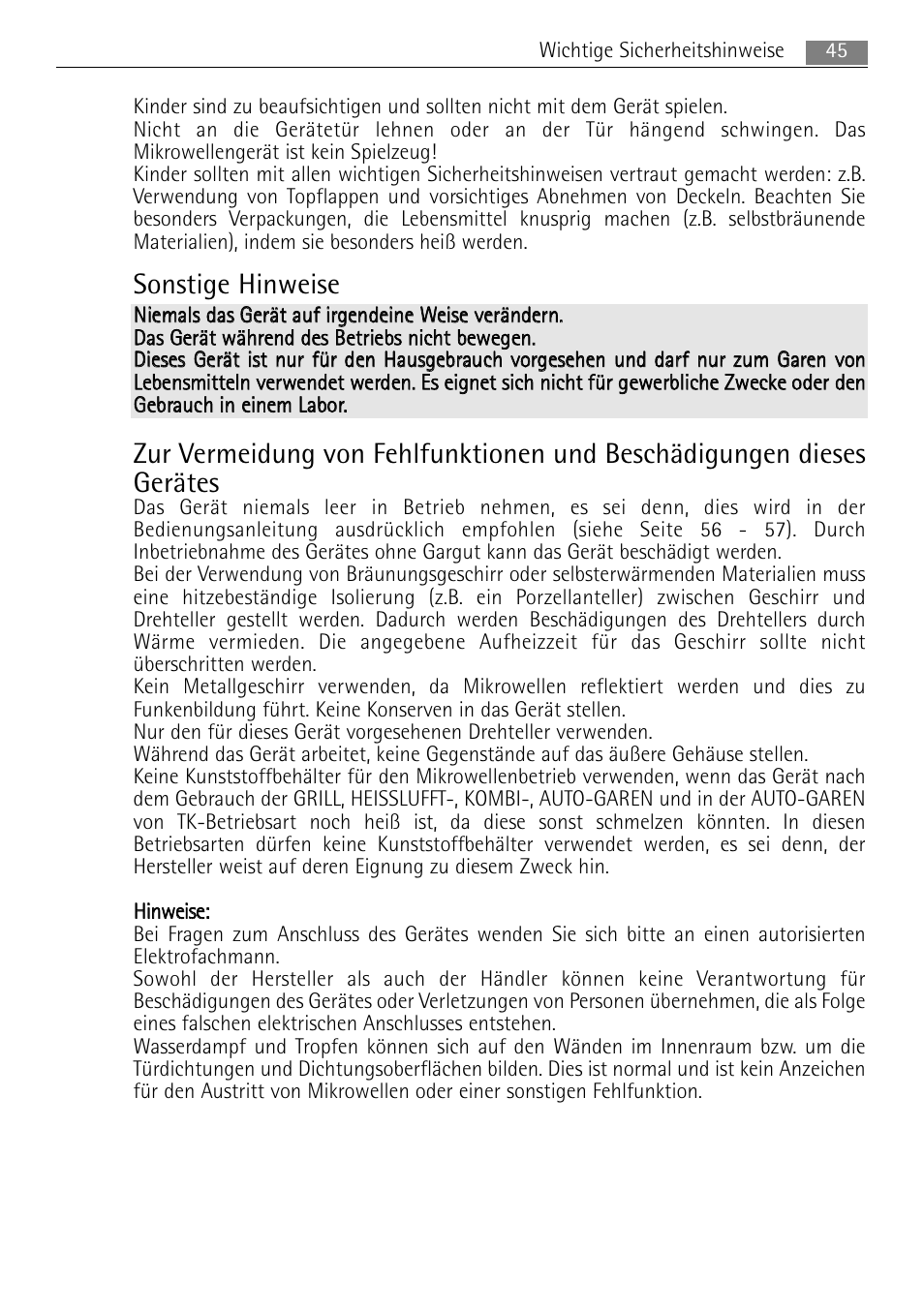 Sonstige hinweise | AEG MC2665E-M User Manual | Page 45 / 172