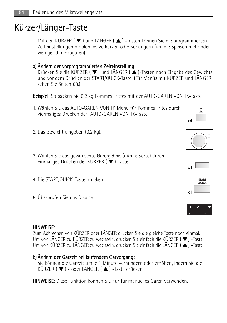 Kürzer/länger-taste | AEG MC2665E-M User Manual | Page 54 / 172