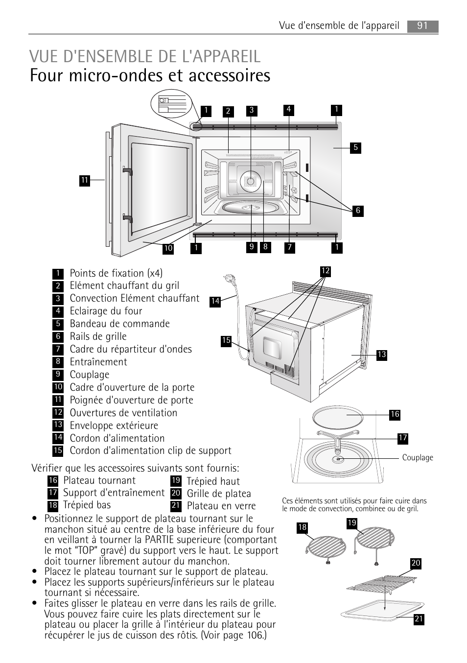 Four micro-ondes et accessoires, Vue d'ensemble de l'appareil | AEG MC2665E-M User Manual | Page 91 / 172
