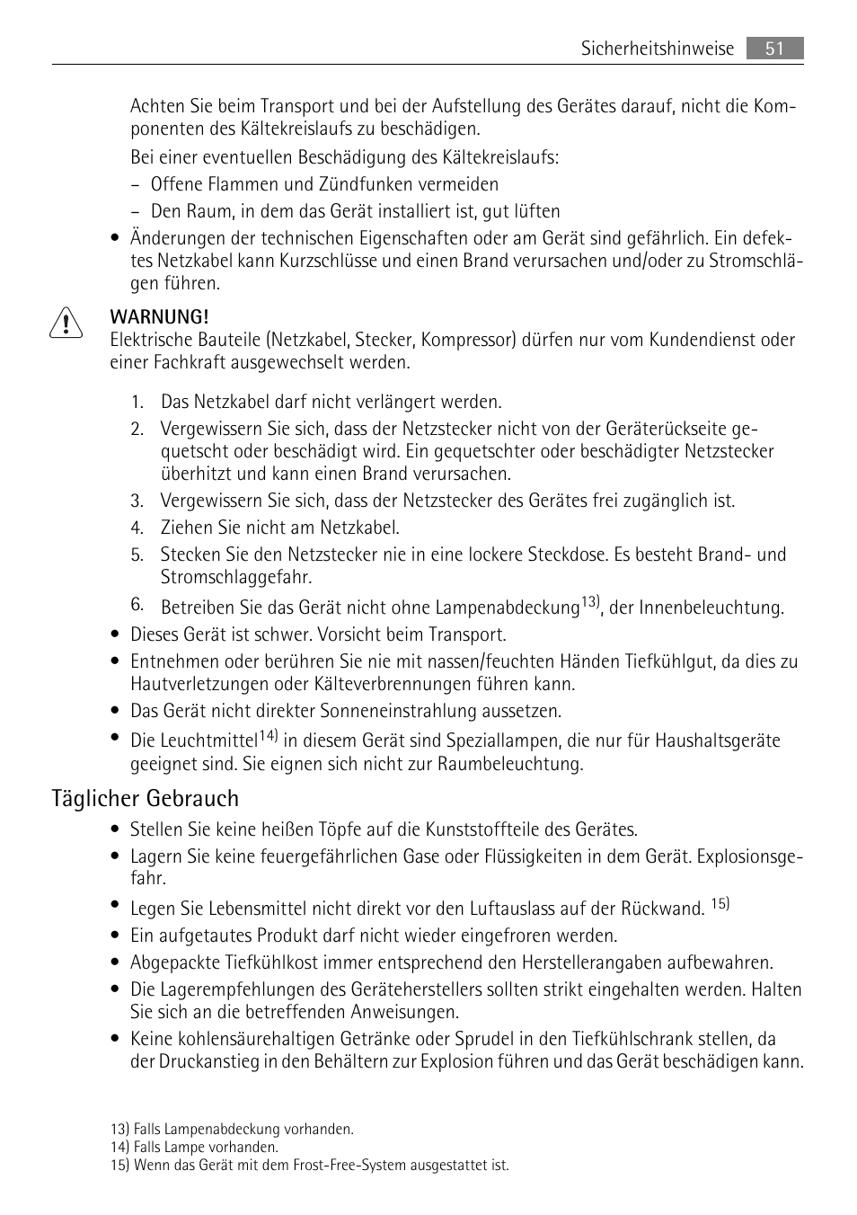 Täglicher gebrauch | AEG A61900HLW0 User Manual | Page 51 / 64