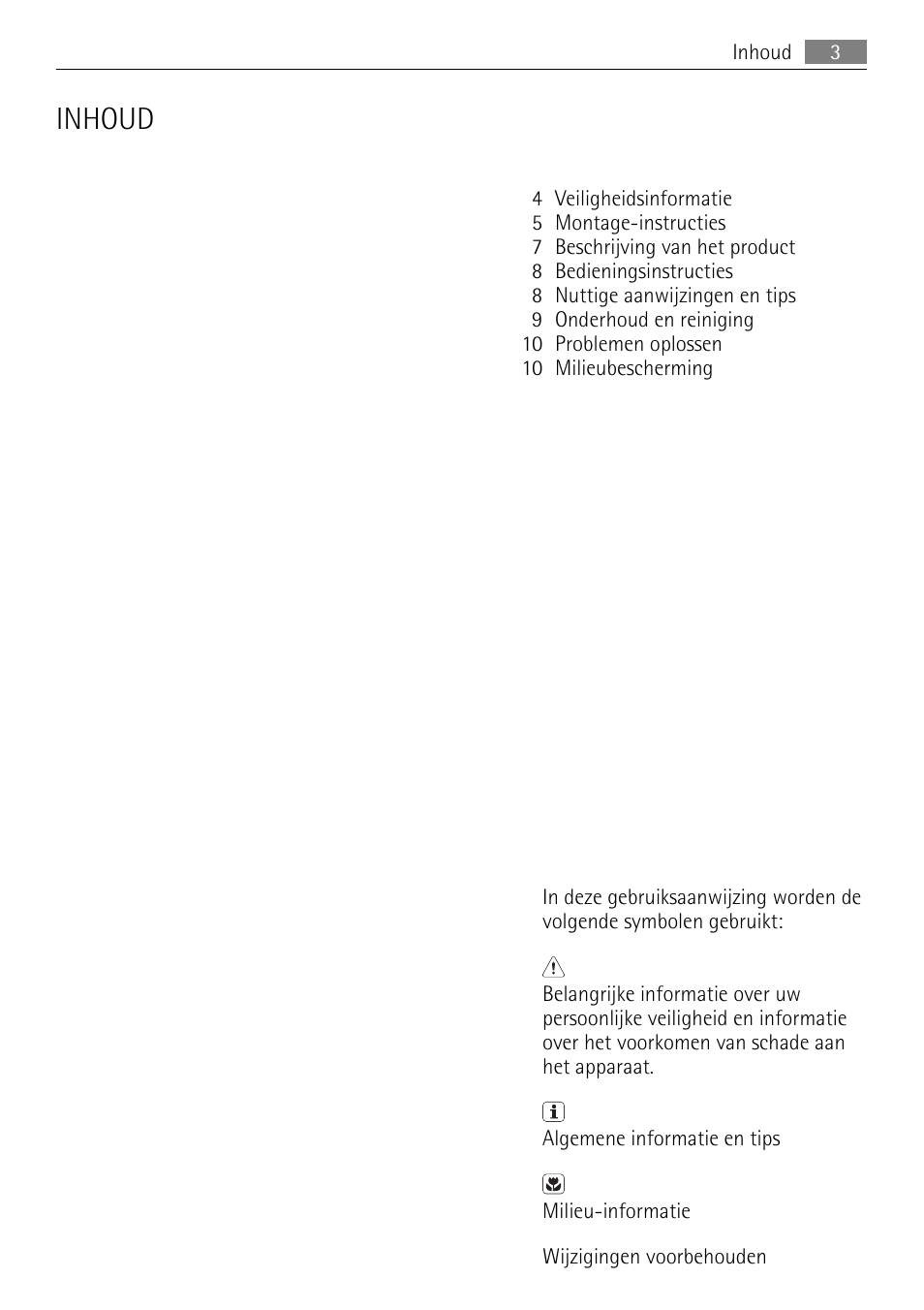 Inhoud | AEG HK312000MB User Manual | Page 3 / 52