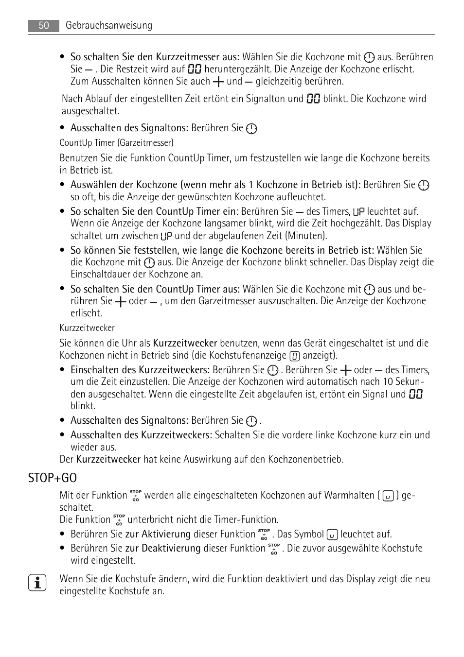 Stop+go | AEG HE634079XB User Manual | Page 50 / 68