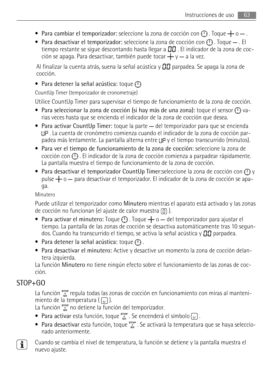 Stop+go | AEG HE634079XB User Manual | Page 63 / 68