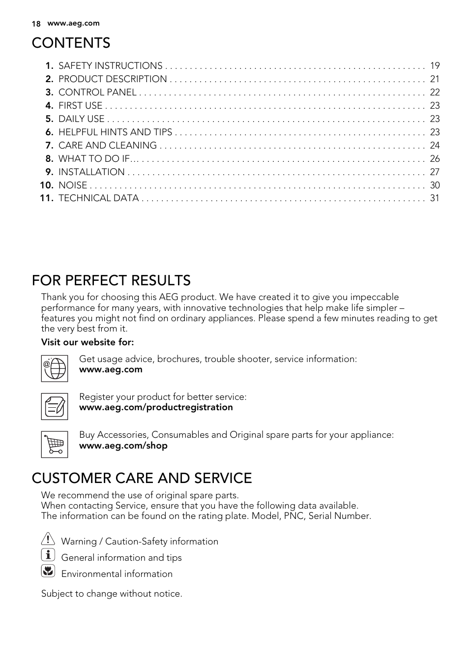 AEG A42200GSW0 User Manual | Page 18 / 68