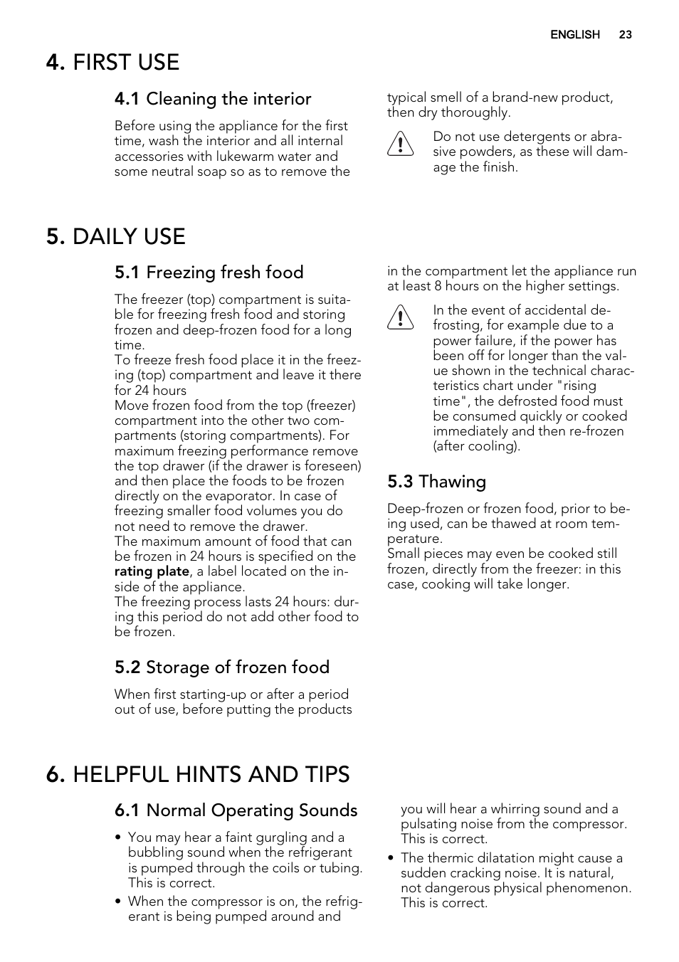 First use, Daily use, Helpful hints and tips | AEG A42200GSW0 User Manual | Page 23 / 68