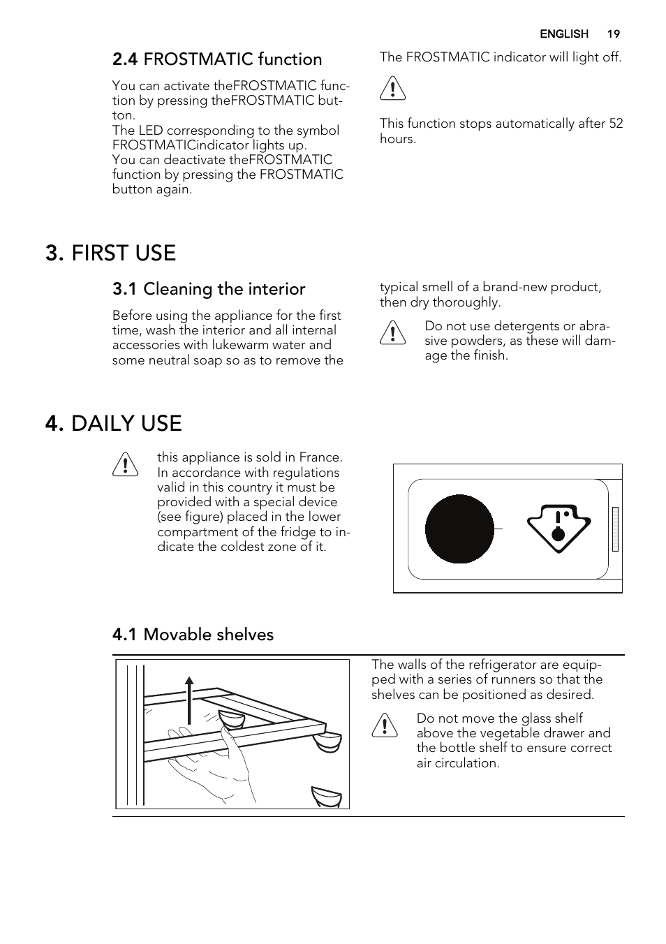 First use, Daily use | AEG SKS68800S2 User Manual | Page 19 / 56