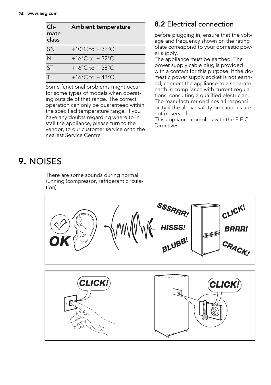 Noises, Click | AEG SKS68800S2 User Manual | Page 24 / 56
