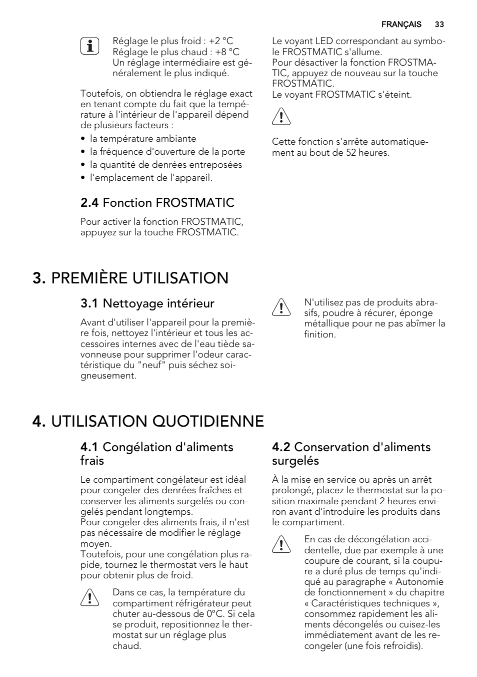 Première utilisation, Utilisation quotidienne | AEG SKS68800S2 User Manual | Page 33 / 56