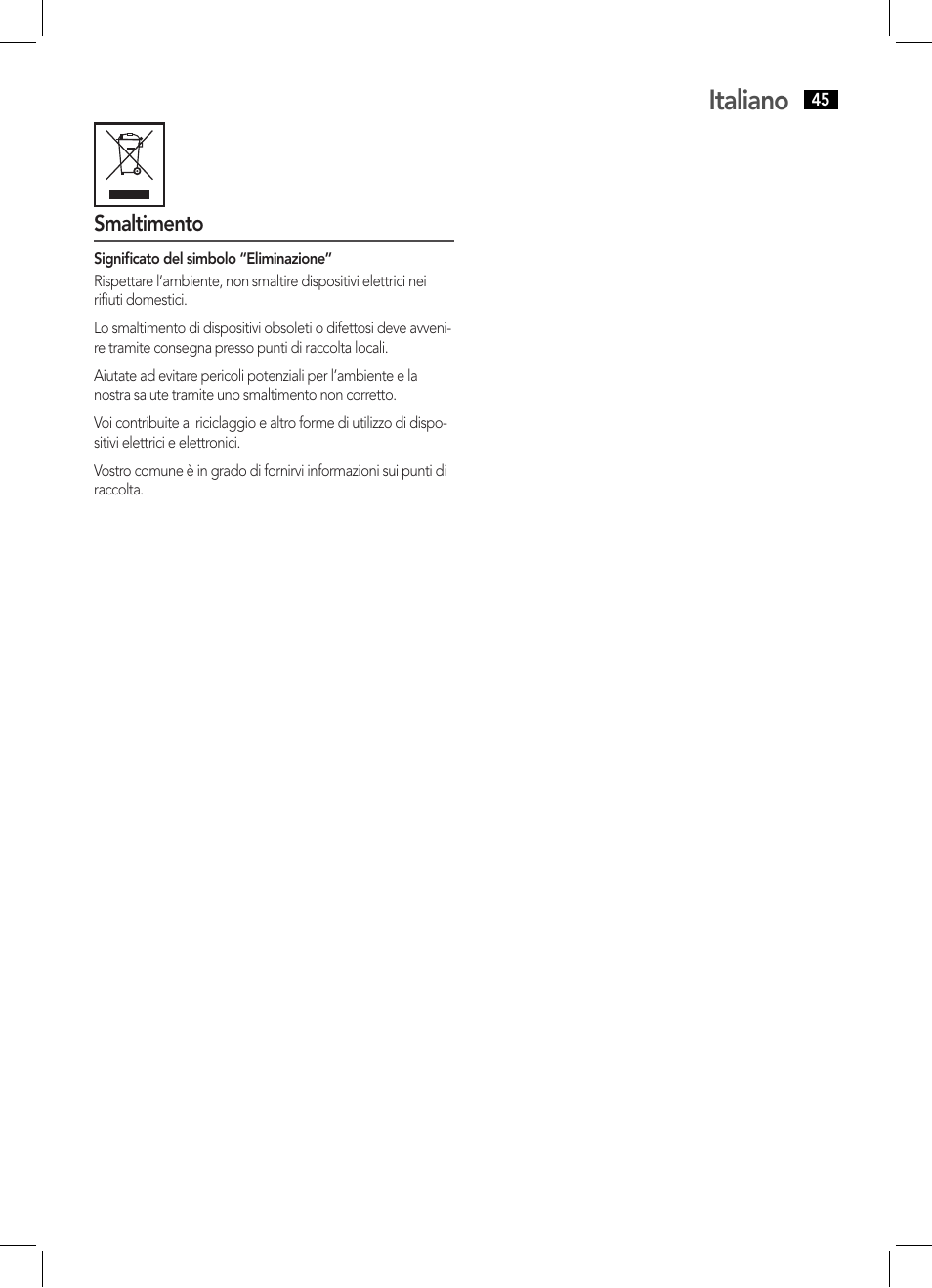 Italiano | AEG SRP 4354 BT User Manual | Page 45 / 86