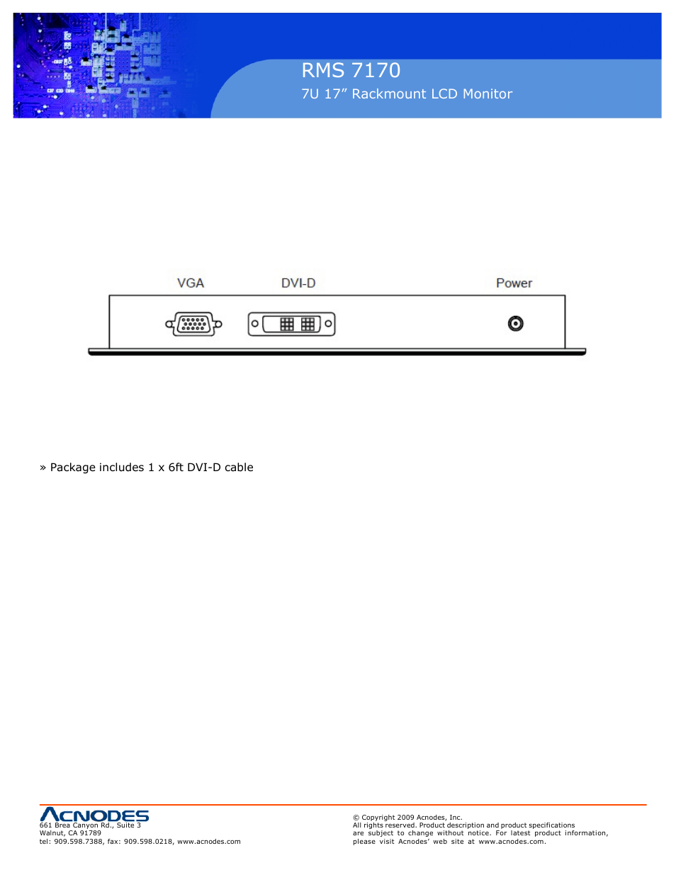 Rms 7170, 1 dvi-d option chapter 4 | Acnodes RMS 7170 User Manual | Page 13 / 20