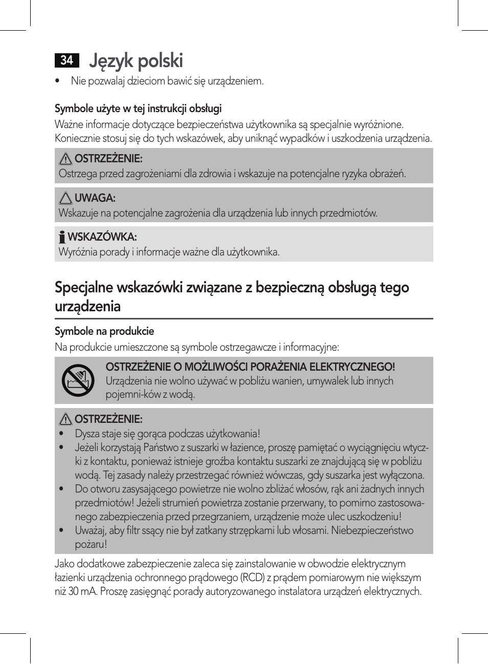 Język polski | AEG HT 5578 User Manual | Page 34 / 52