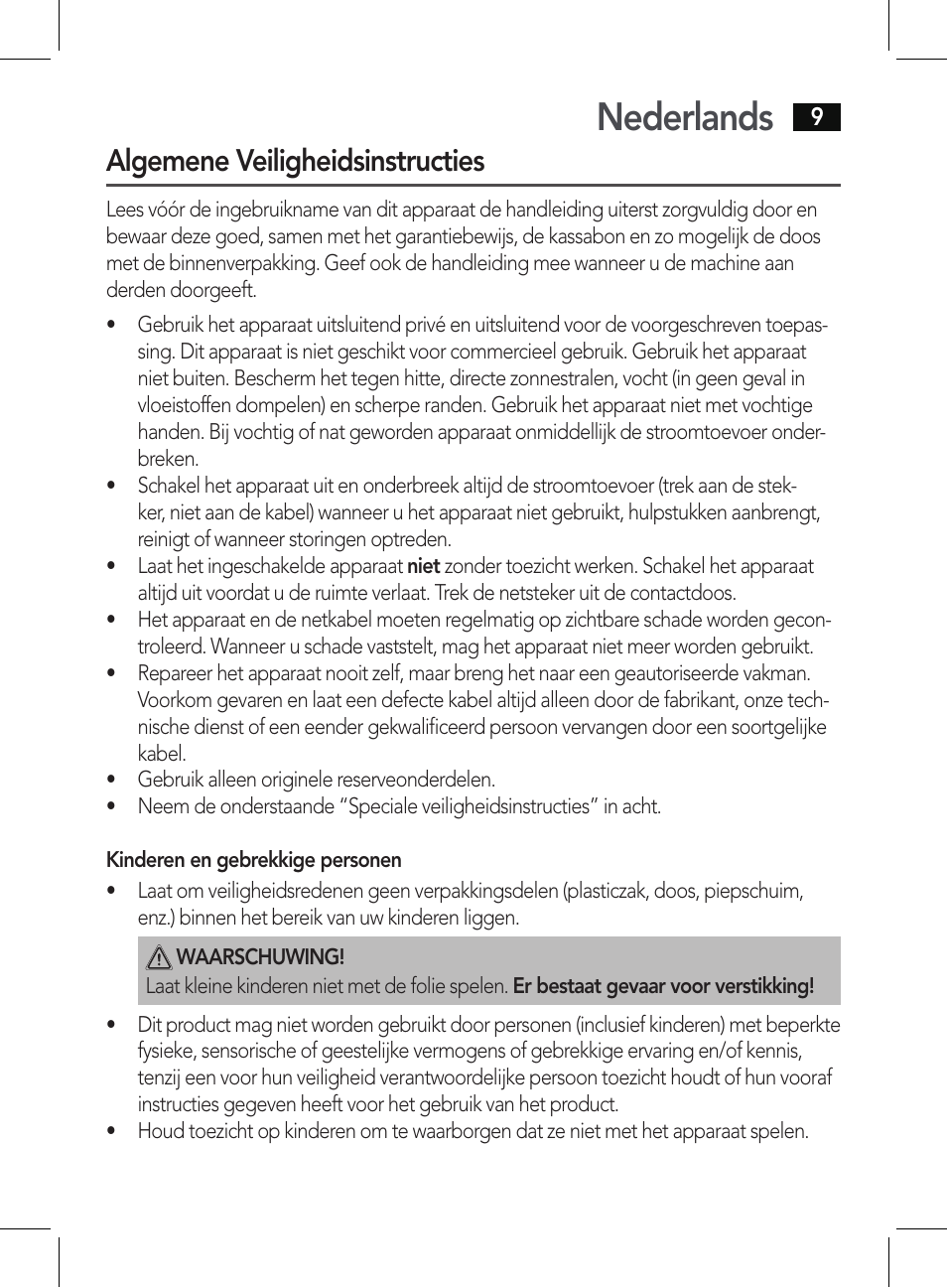 Nederlands, Algemene veiligheidsinstructies | AEG HT 5578 User Manual | Page 9 / 52