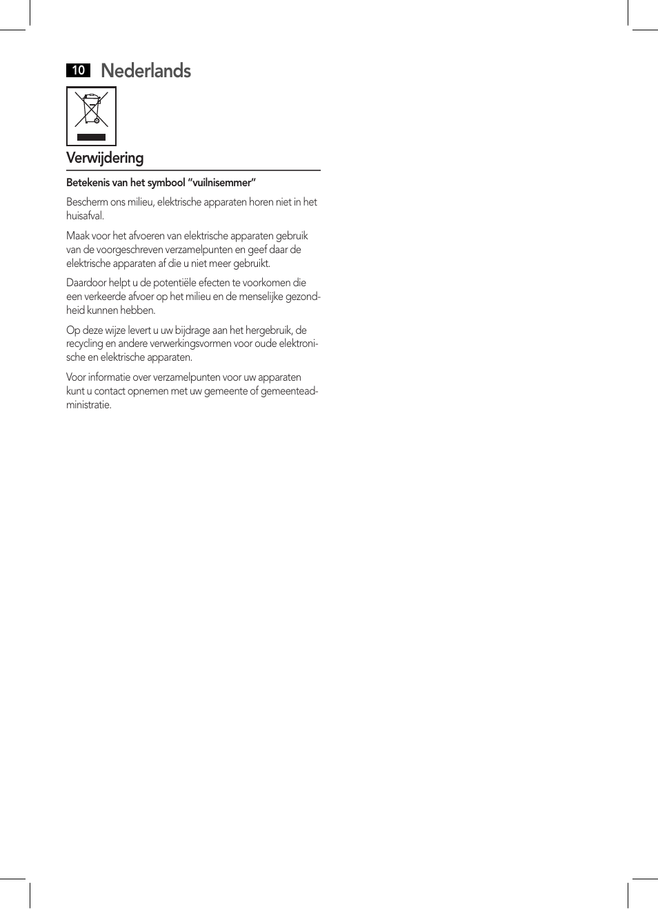 Nederlands | AEG HC 5593 User Manual | Page 10 / 38