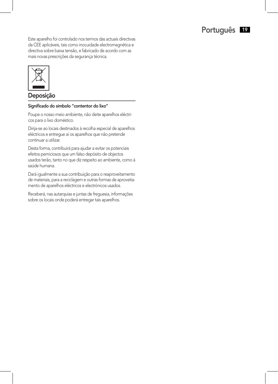 Português | AEG HC 5593 User Manual | Page 19 / 38