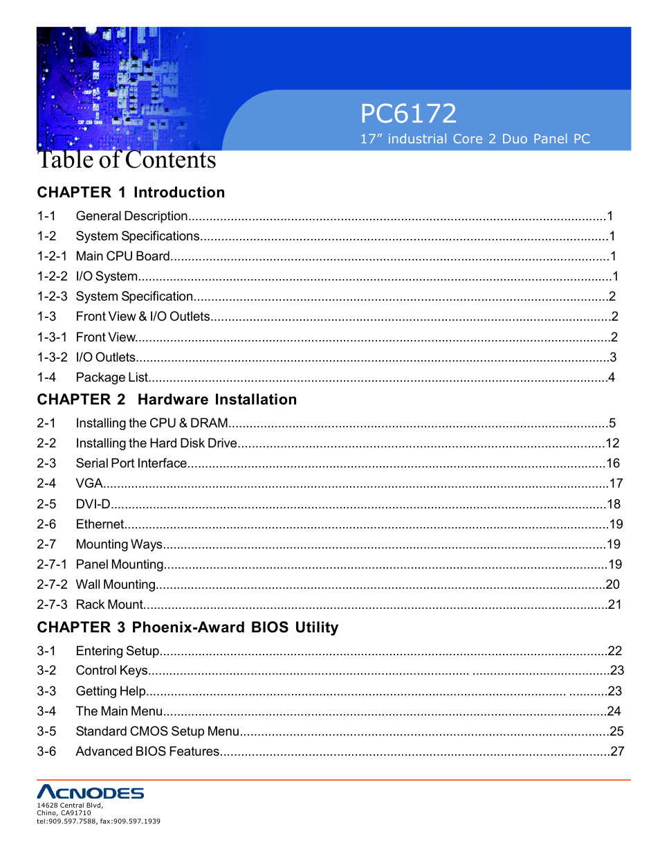 Acnodes PC6172 User Manual | Page 2 / 66