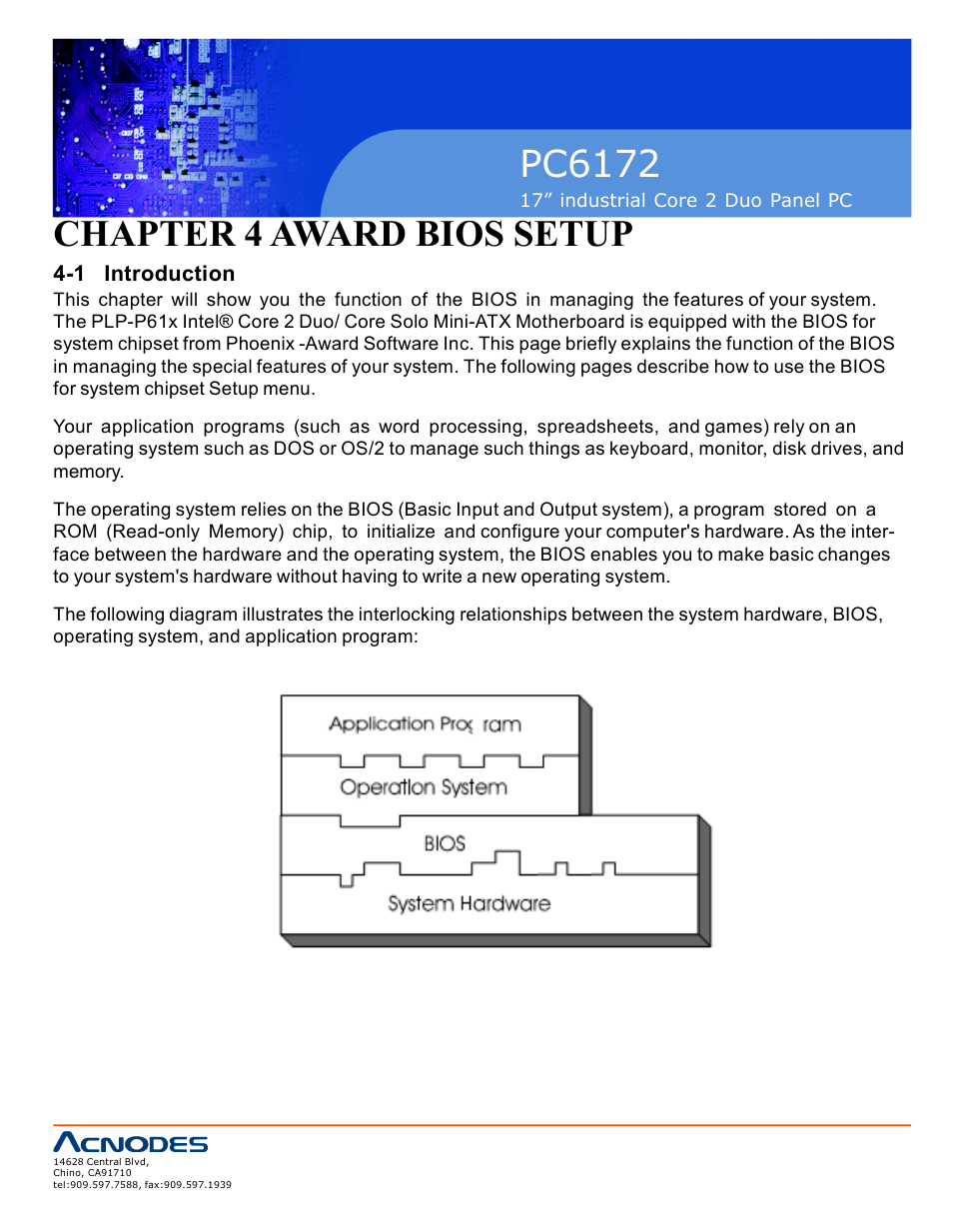 Pc6172, Chapter 4 award bios setup | Acnodes PC6172 User Manual | Page 40 / 66