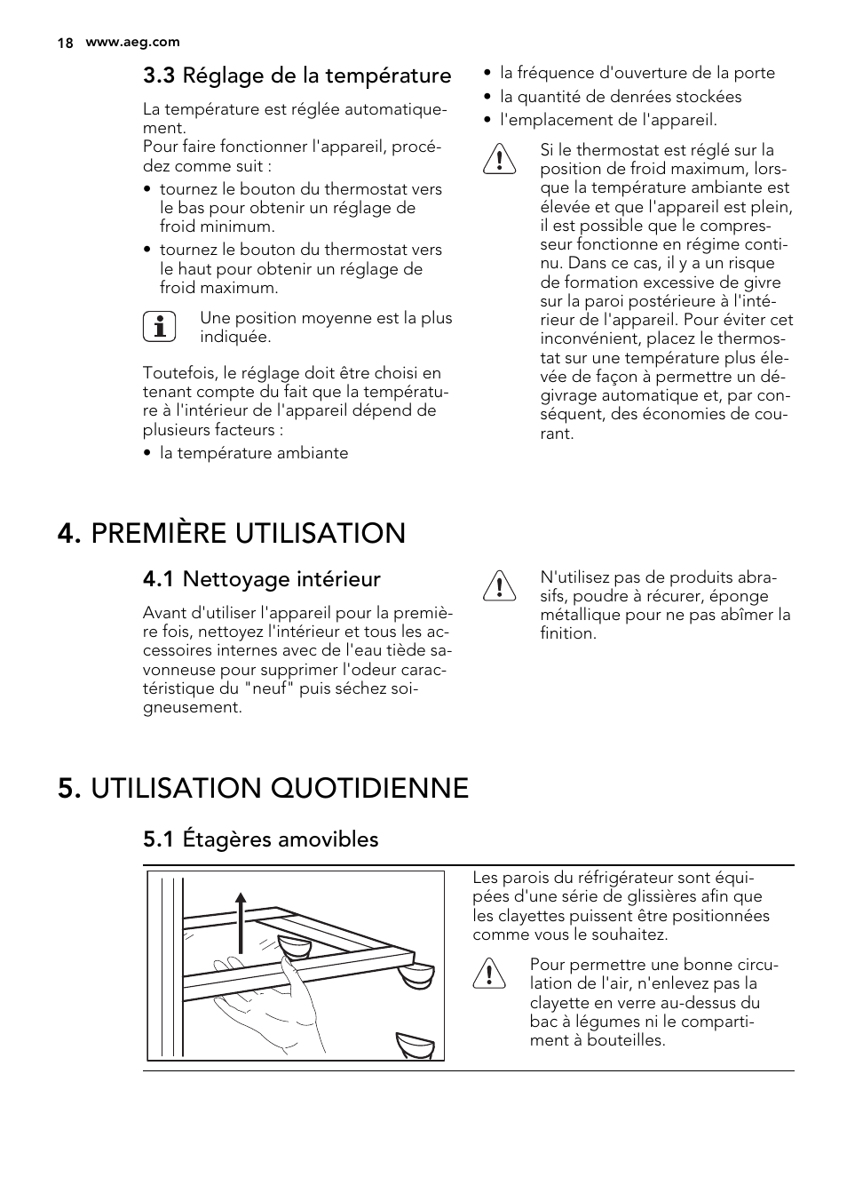 Première utilisation, Utilisation quotidienne | AEG SKS51240S0 User Manual | Page 18 / 68