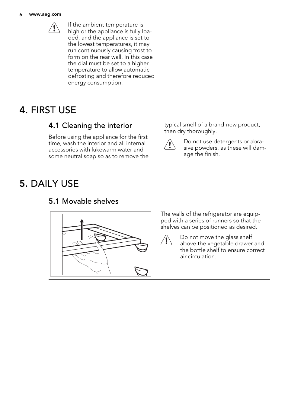 First use, Daily use | AEG SKS51240S0 User Manual | Page 6 / 68