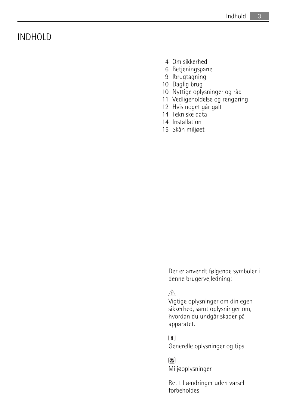 Indhold | AEG SKS68849F1 User Manual | Page 3 / 80