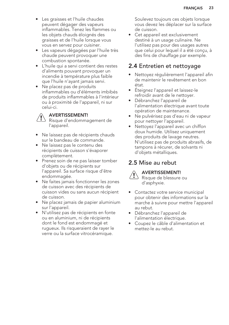 4 entretien et nettoyage, 5 mise au rebut | AEG HC452020EB User Manual | Page 23 / 40