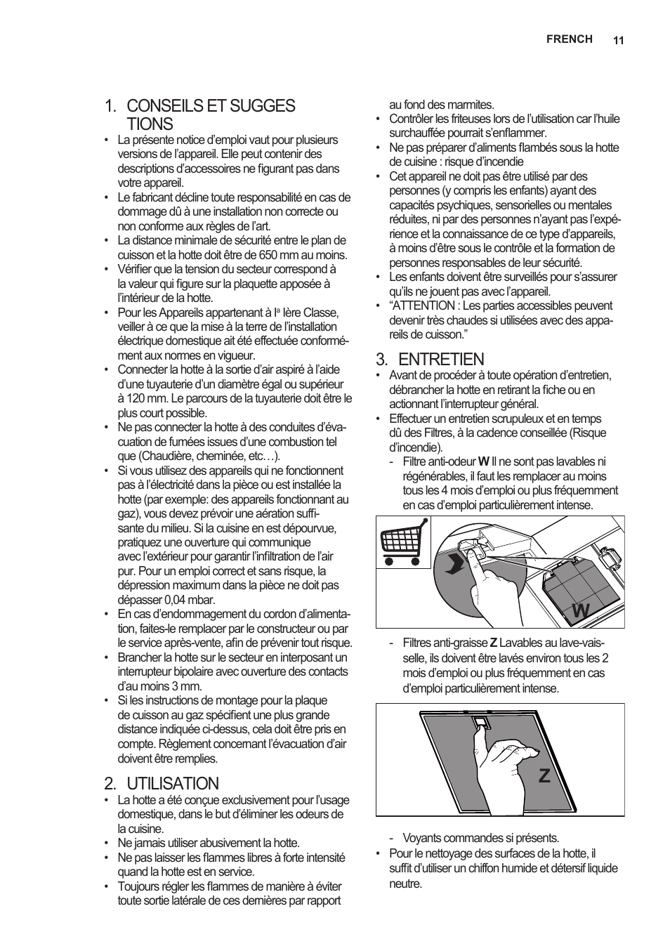 Conseils et sugges tions, Utilisation, Entretien | AEG X89463MD02 User Manual | Page 11 / 72