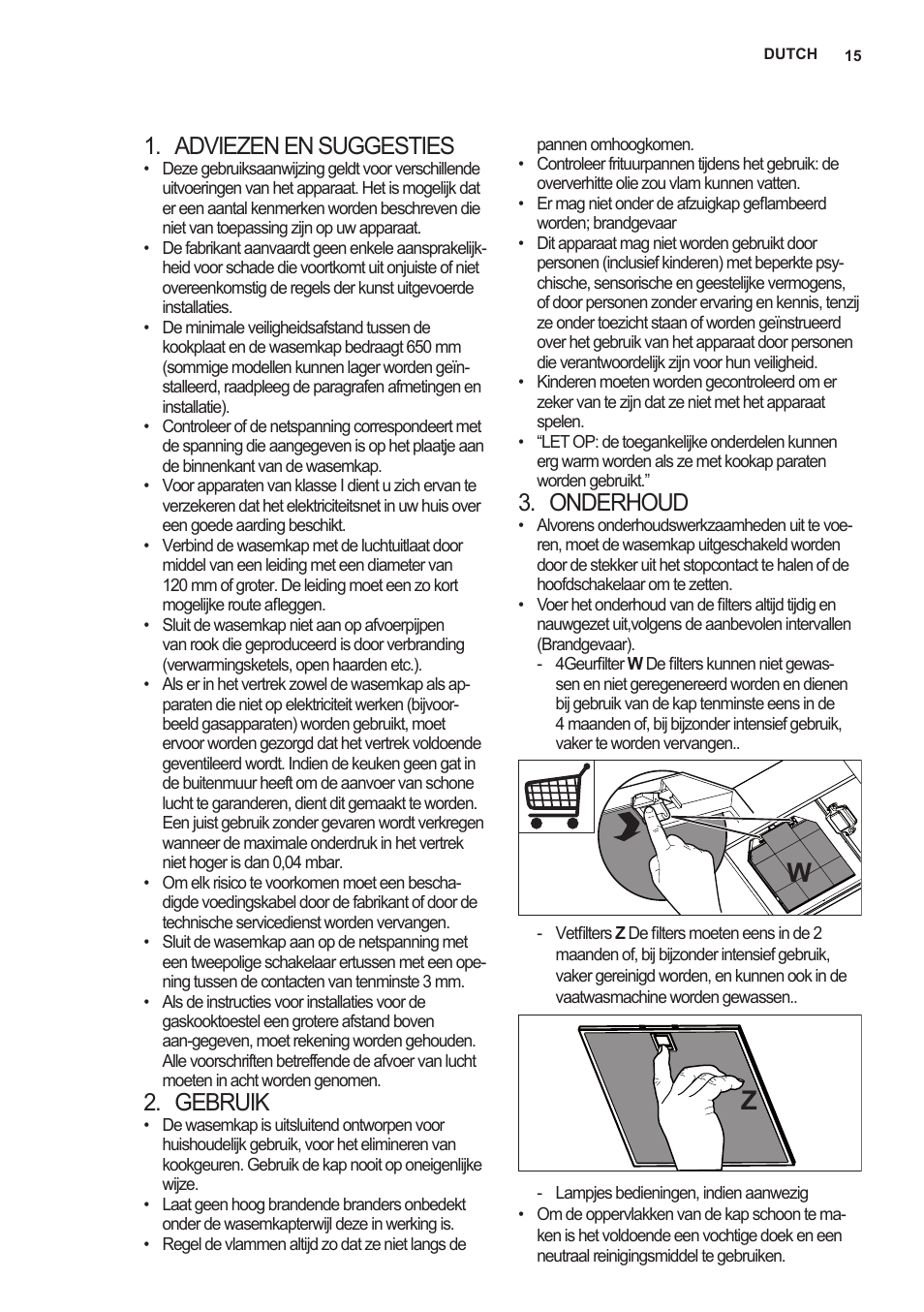 Adviezen en suggesties, Gebruik, Onderhoud | AEG X89463MD02 User Manual | Page 15 / 72