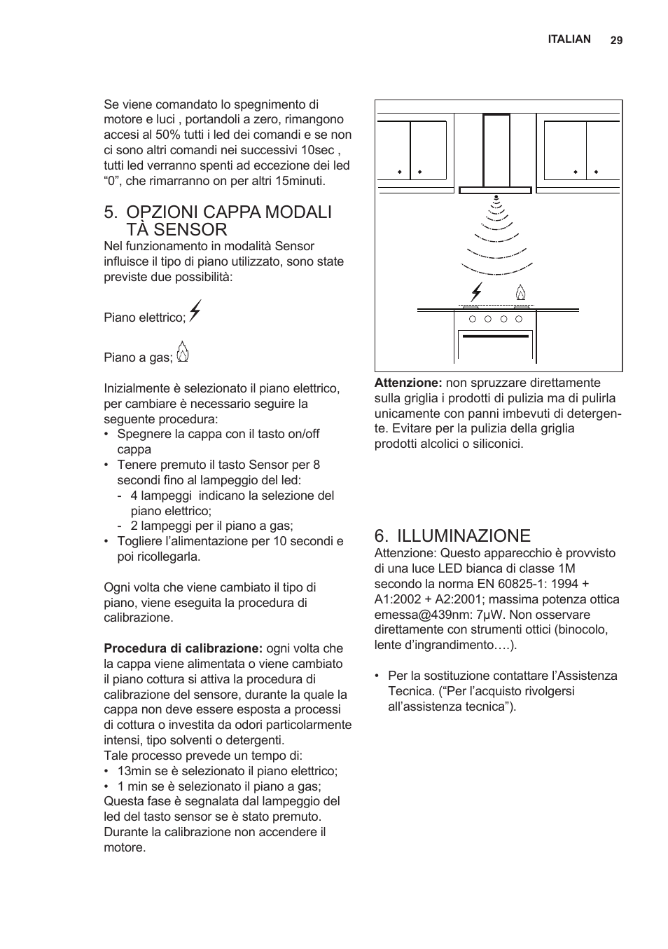 Opzioni cappa modali tà sensor, Illuminazione | AEG X89463MD02 User Manual | Page 29 / 72