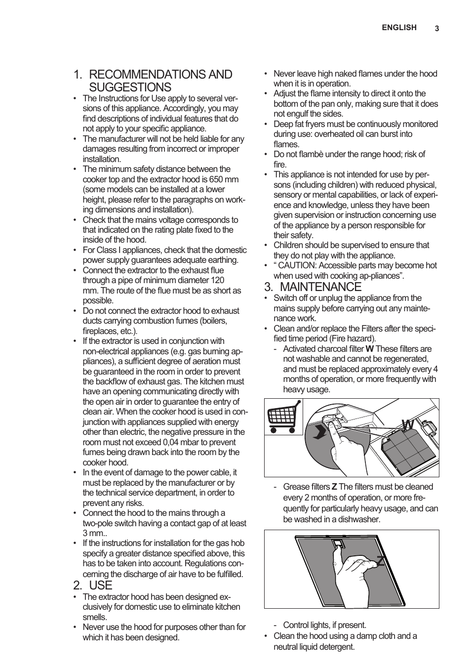 Recommendations and suggestions, Maintenance | AEG X89463MD02 User Manual | Page 3 / 72