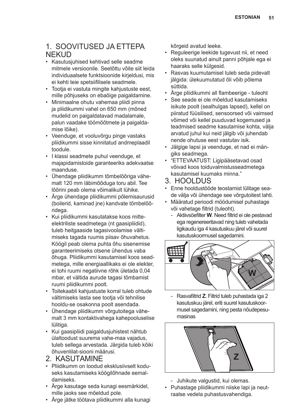 Soovitused ja ettepa nekud, Kasutamine, Hooldus | AEG X89463MD02 User Manual | Page 51 / 72