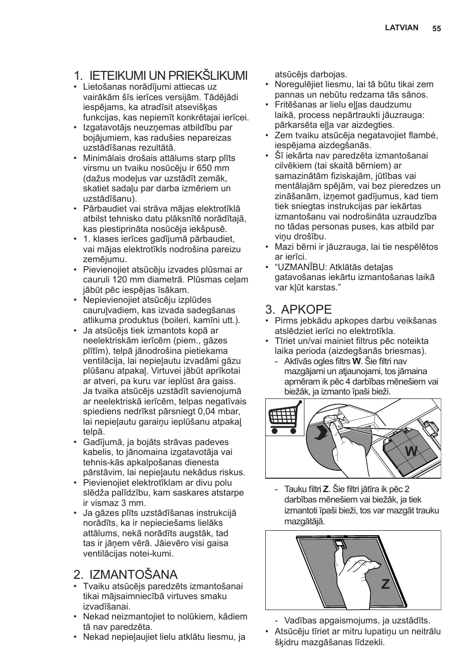 Ieteikumi un priekšlikumi, Izmantošana, Apkope | AEG X89463MD02 User Manual | Page 55 / 72