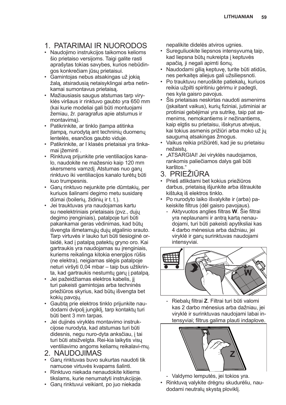 Patarimai ir nuorodos, Naudojimas, Priežiūra | AEG X89463MD02 User Manual | Page 59 / 72