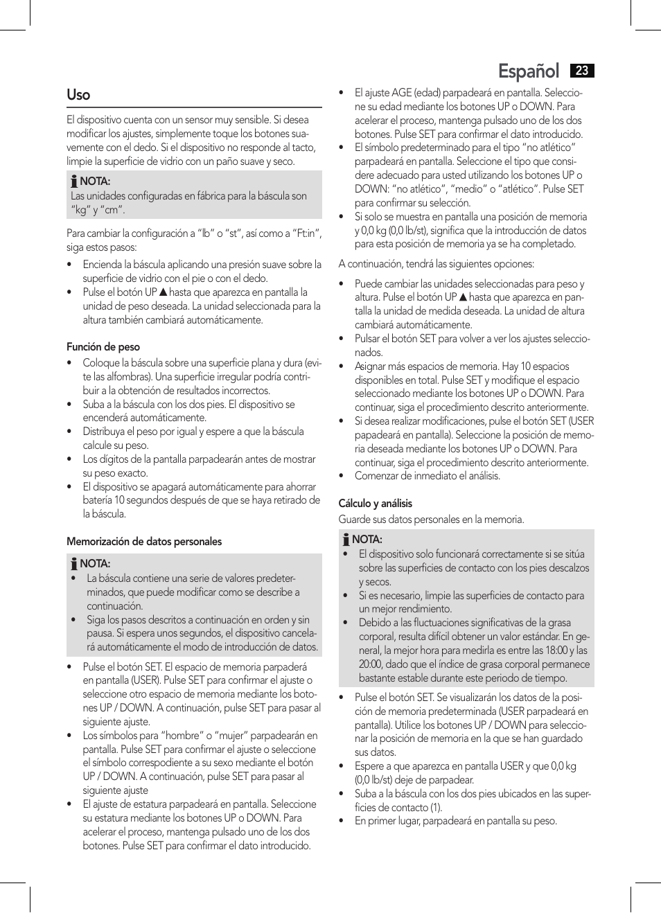 Español | AEG PW 5571 FA User Manual | Page 23 / 62