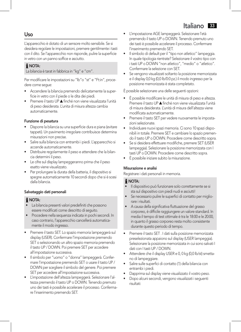 Italiano | AEG PW 5571 FA User Manual | Page 33 / 62