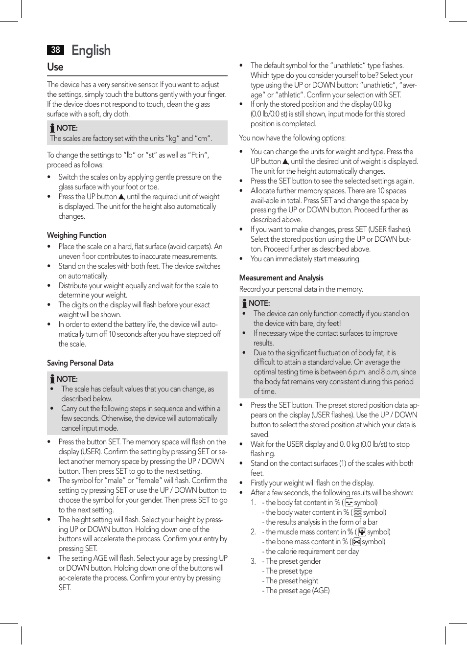 English | AEG PW 5571 FA User Manual | Page 38 / 62