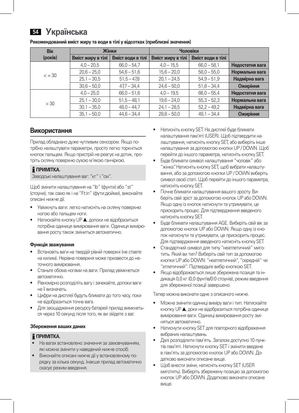 Українська, Використання | AEG PW 5571 FA User Manual | Page 54 / 62