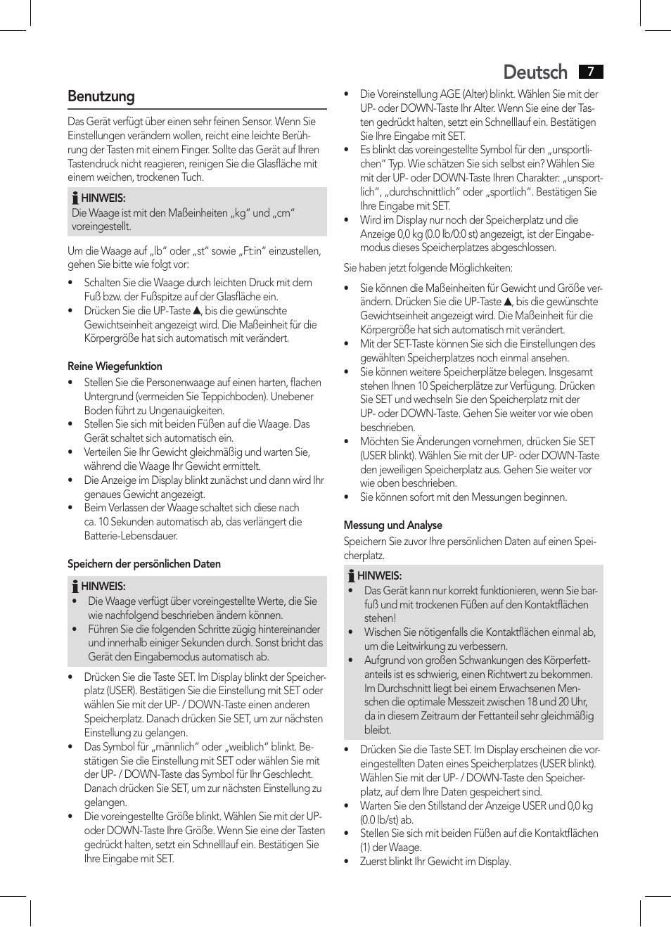 Deutsch, Benutzung | AEG PW 5571 FA User Manual | Page 7 / 62