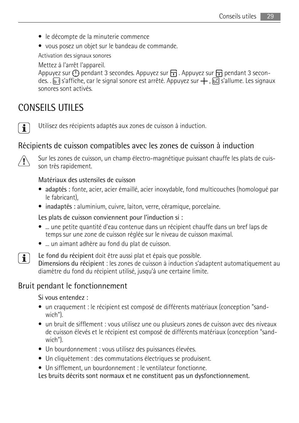 Conseils utiles, Bruit pendant le fonctionnement | AEG HC652600EB User Manual | Page 29 / 64