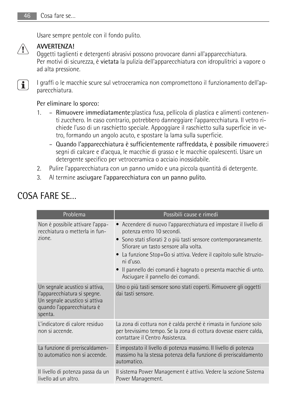 Cosa fare se | AEG HC652600EB User Manual | Page 46 / 64