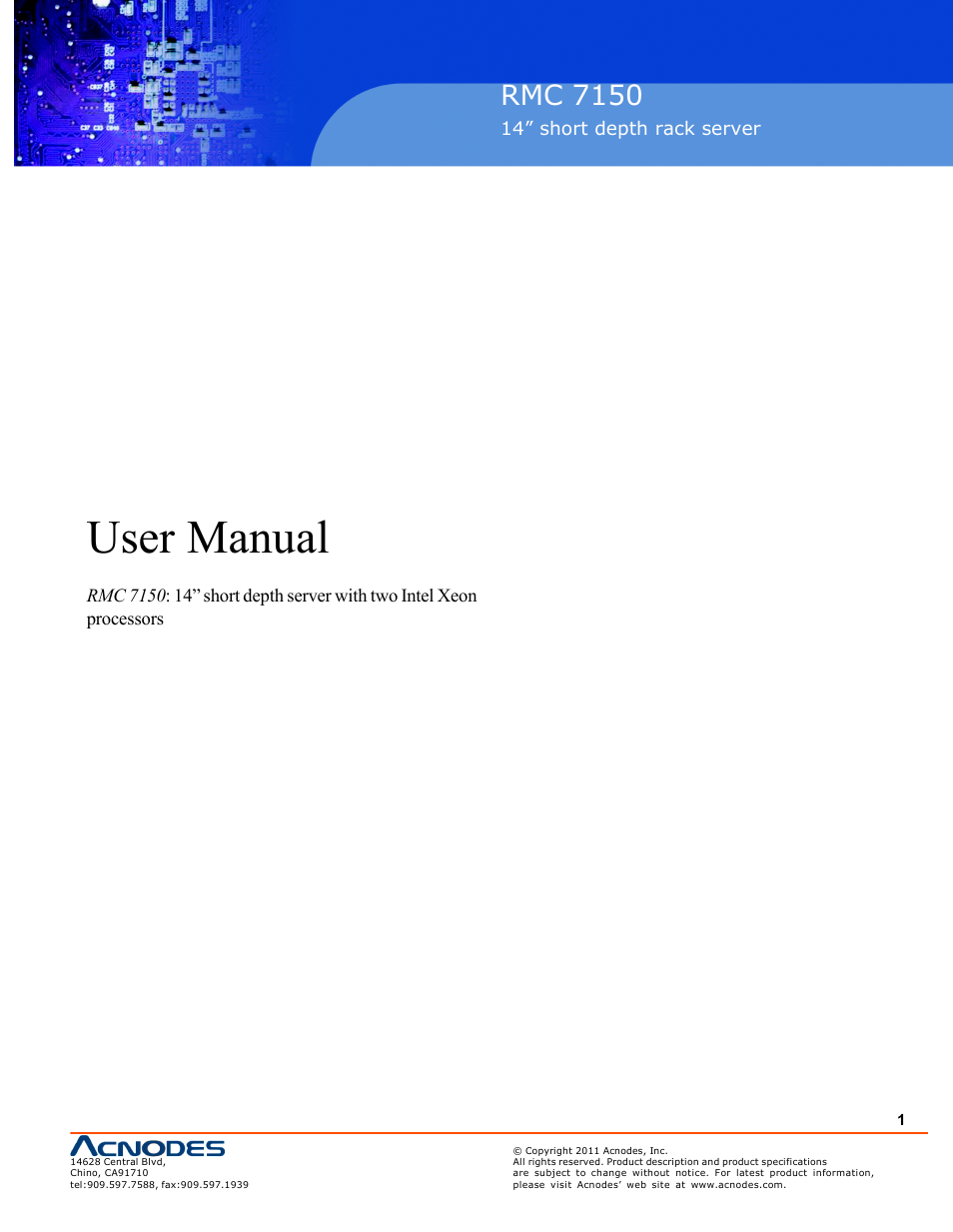 Acnodes RMC 7150 User Manual | 66 pages